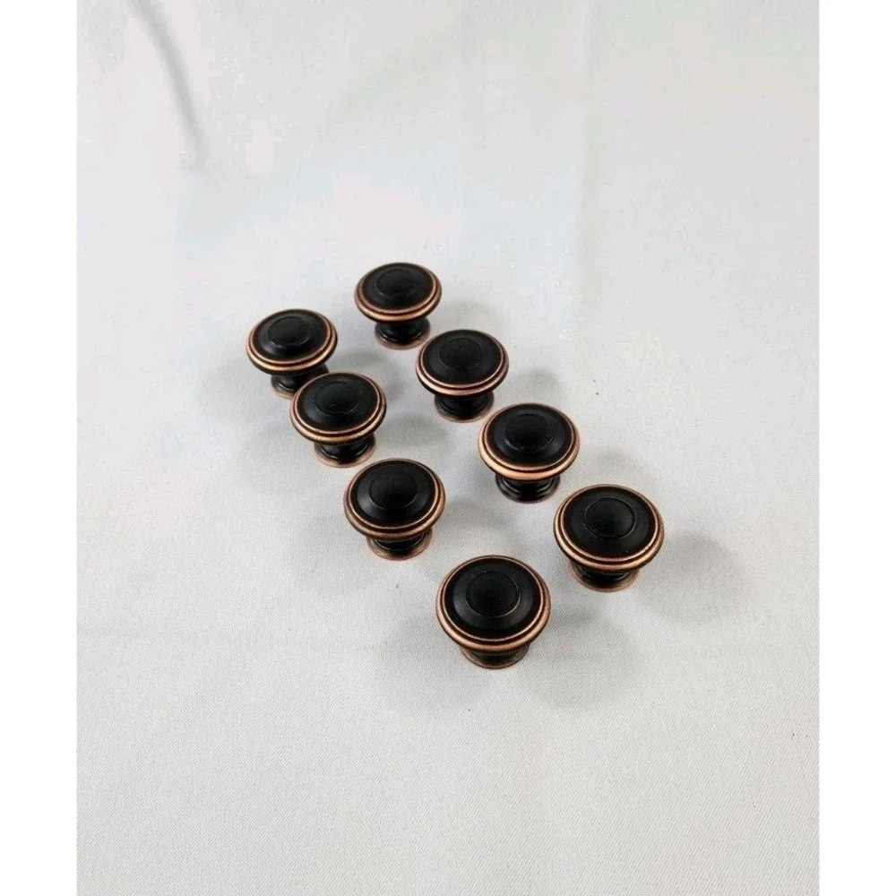 Lot of 8 Bronze Black Copper Round Metal Drawer Cabinet Dresser Desk Knob Pulls